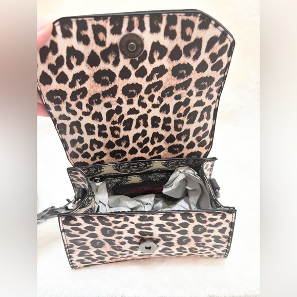 NWT Ed Hardy Leopard Print Rhinestone Handbag Crossbody - Picture 9 of 10